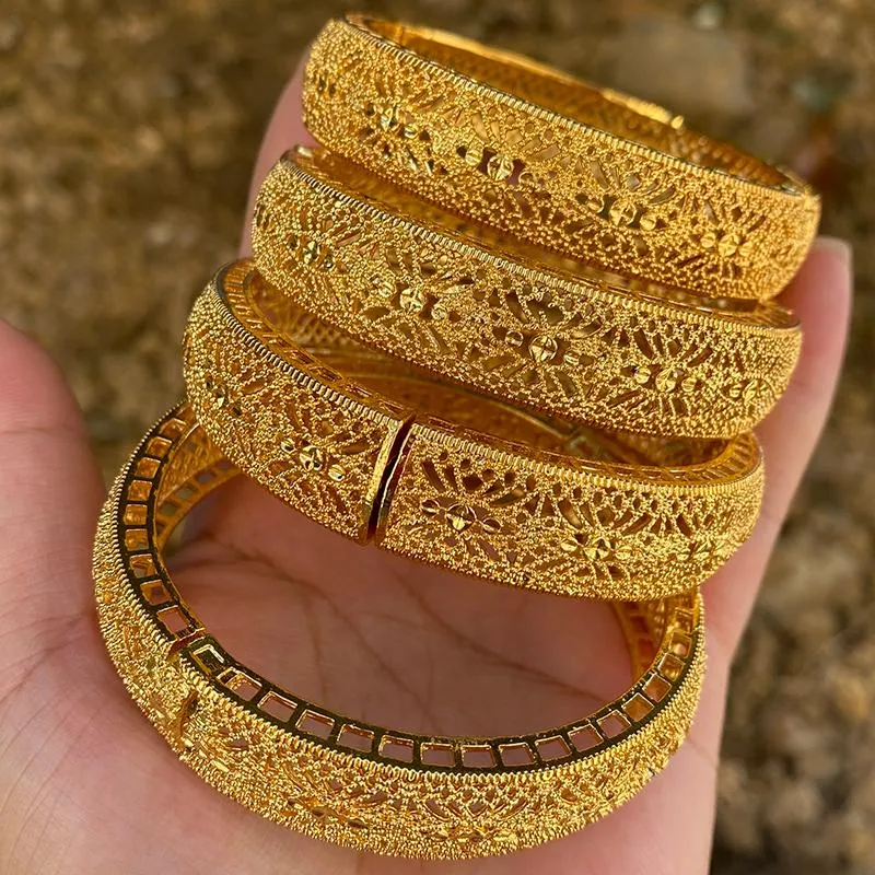 Bransoletka Bransoletka Etiopskie Habesha 24k Gold Color Saudyjskie Dubaj Bransoletki Dla Kobiet Biżuteria Ślubna Afryki Prezenty