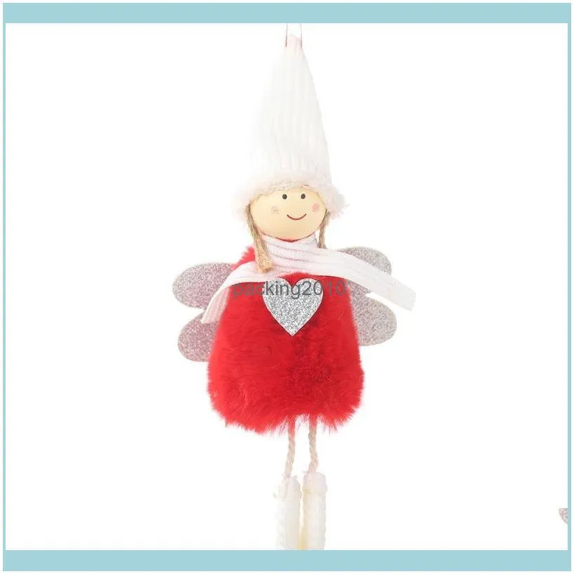 Christmas Decorations Noel Angel Girl Boy Ski Plush Dolls Tree Ornament Pendant Party Decoration For Home 2021 Year1