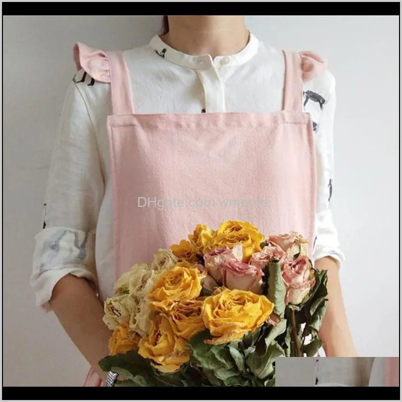 retro pastoral cotton linen aprons for woman bakery coffee floral gardening nail studio restaurant apron kitchen cleaning aprons1