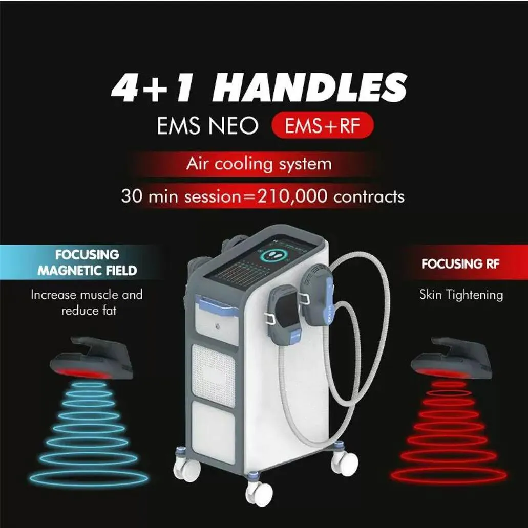 Powerful HIEMT+RF TESLA 5 handles Slimming EMS Muscle Stimulator Weight Loss Body Sculpt High-Intensity Electromagnetic Muscles Built Fat Burning beauty machine