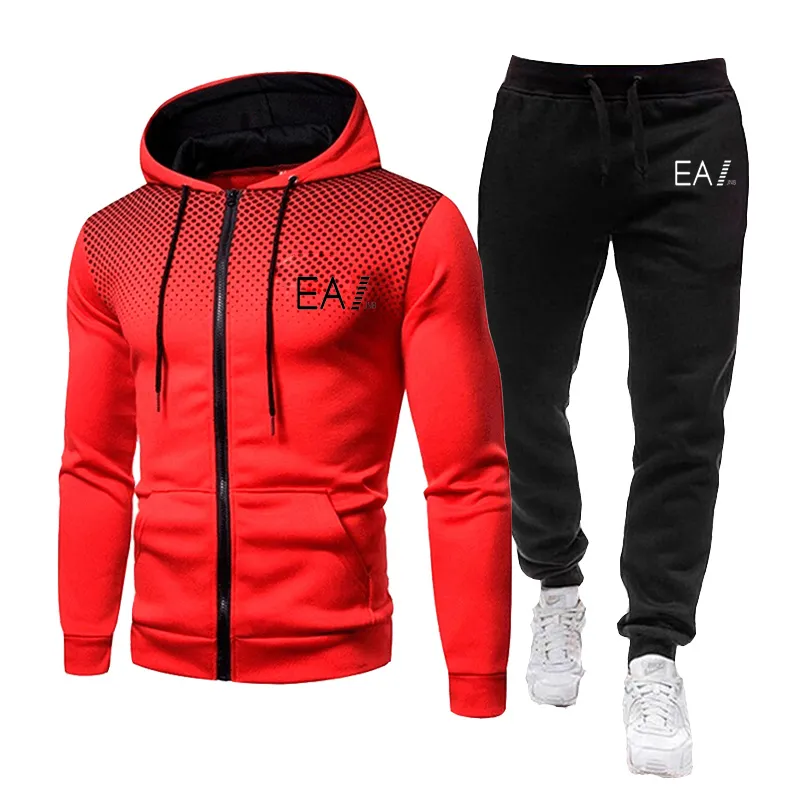 2022 männer Fußball Trainingsanzug Zipper Mit Kapuze Jacke + Hosen Zwei-stück Sport Trainingsanzug Männer Sportswear Marke Kleidung Trainingsanzüge