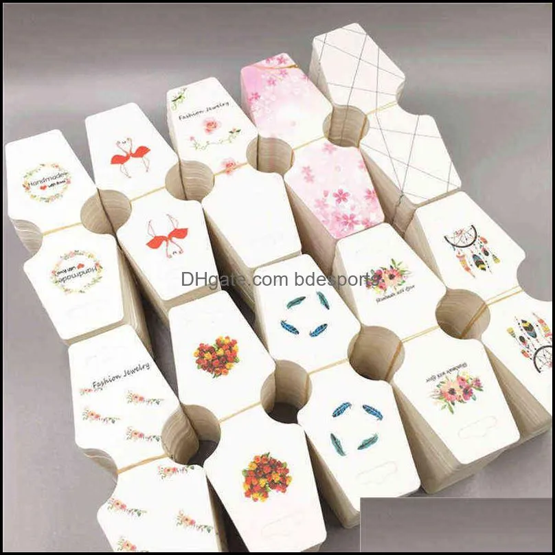 50pcs 12x4.5cm Kraft Paper Packing for Necklace Bracelets Bangle Hairband Jewelry Display Cards Handmade Jewelry Price Tags Card Y1230