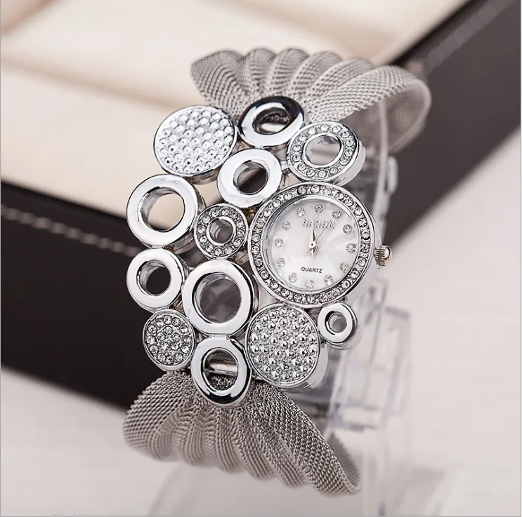 BAOHE Accessori di abbigliamento di moda personalizzati di marca Orologi in argento Bracciale a maglie larghe Orologio da donna Orologi da polso da donna