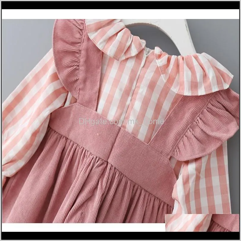 2021 new 1st`s kindergarten birthday for spring newborn baby girls striped sewing long sleeve princess f22l