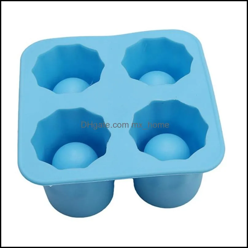 Creative Four Holes Ice Mold Big Reusable Cube Tray Jelly Fruit Candy Ice Cups Summer DIY Bar Kitchen Cold Drink Ice Cube Tray VT1509