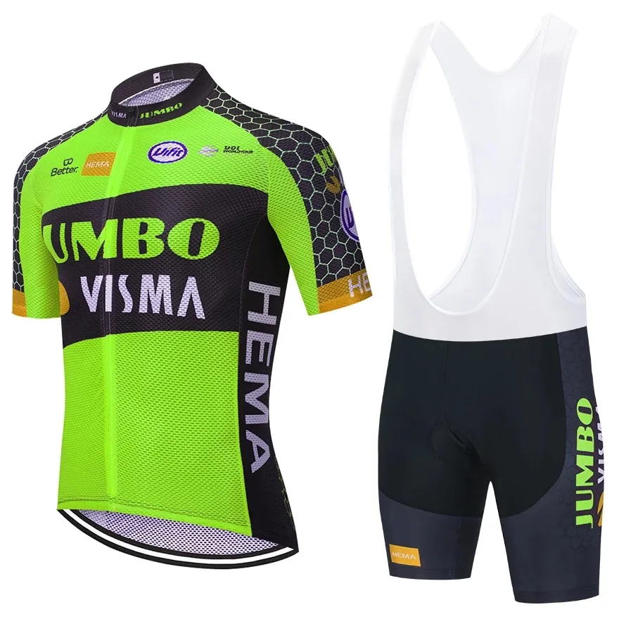 2024 Jumbo Cycling Team Jersey 19d Pants Sportswear Men Summer Mtb Pro Rower MAILLOT CULOTTE Odzież