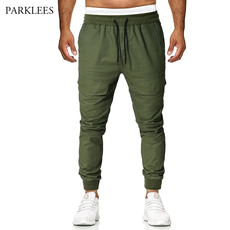 Legergroen Big Pocket Casual Cargo Broek Heren Mode Simple Street Wear Beam Voeten Losse Sport Mens Casual Broek Homme 210524