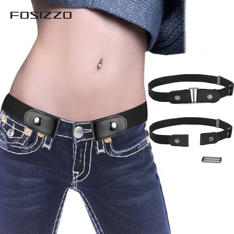 FOSIZZO Gesp Vrije Stretch Riem For Women/Men Elastic Waist Belt Easybelt for Jeans Pants elastisches Riem X0726