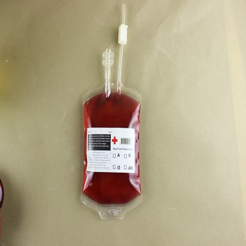 Sacca di sangue trasparente da 350 ml Sacchetti per bevande energetiche Sacchetti riutilizzabili in PVC per Halloween per forniture per feste