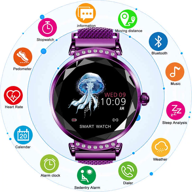 Chenxi H2 Smart Watch Kobiety 2020New Smart Smart Fitness Bransoletka Kobiety Ciśnienie krwi Tętna Monitorowanie Bluetooth dla Androida IOS Q0524