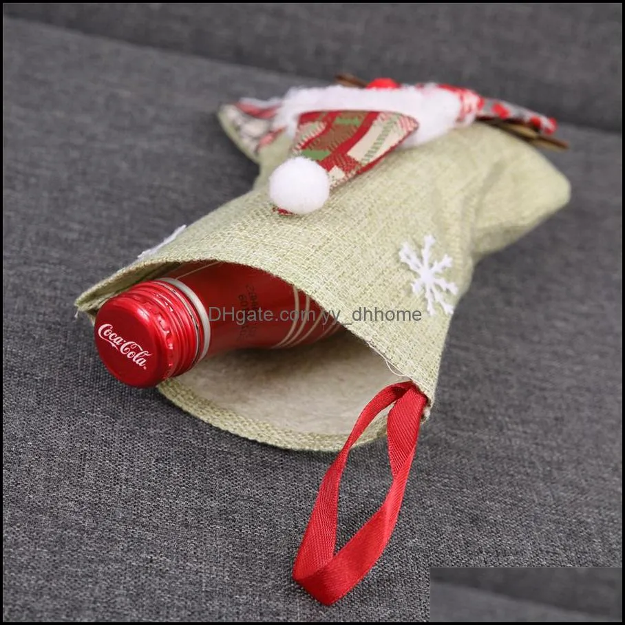 Christmas Stockings Xmas Tree Pendant Ornaments Santa Snowman Deer Sock Candy Gift Bag Xmas Decoration Party Accessory JK1910