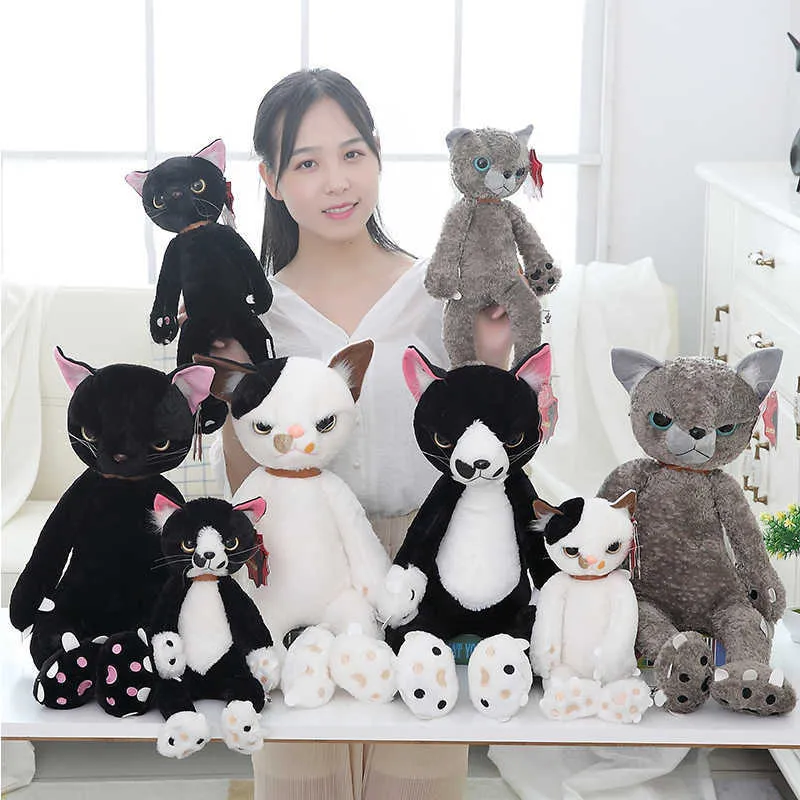 40/60 センチメートルぬいぐるみ不幸な猫ぬいぐるみ日本スクラッチ子猫 Peluche シャープ足猫ソフト子供キッズ小説ギフトなだめる睡眠 H0824