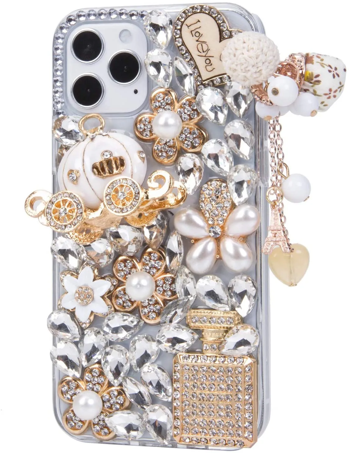 소녀 여성 3D 고급 전화 케이스 iPhone 15 14 12 13 11 Pro Max Xr Sparkle Glitter 다이아몬드 크리스탈 모조 다이아몬드 매력 펜던트 보호 커버