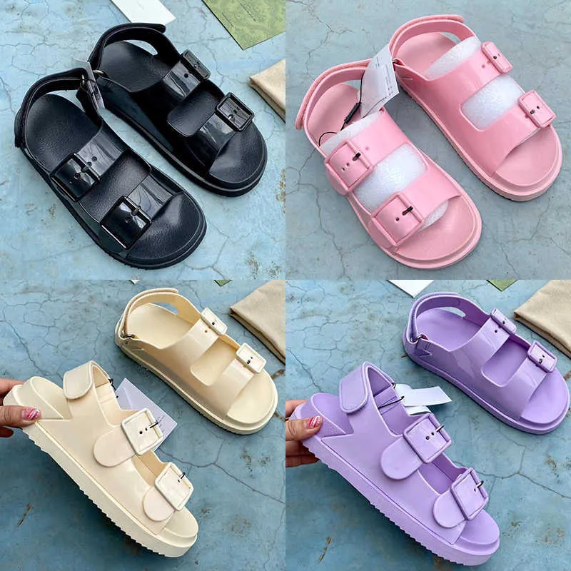 Женщины Sandal Mini Double G Резиновые скольжения ЧАСТЬ Летние Сексуальные Роскоши Дизайнерские Сандалии Плоские Мул Платформа Обувь Мода Регулируемая пряжка