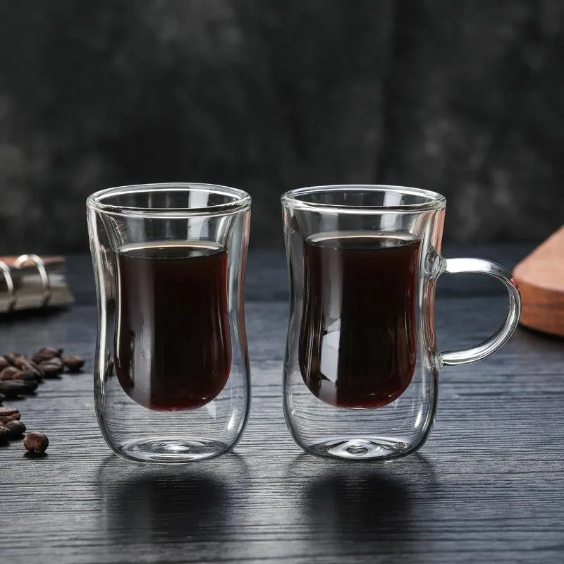 Verres à vin chauffer les tasses de café isolant haut borosilicate double murs en verre tasse d'originalité résistance à la température tasse de thé transparent
