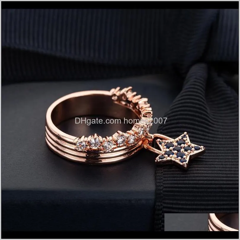 star pendant ring luxury jewelry for women wedding band promise rose gold rings girls engagement gift