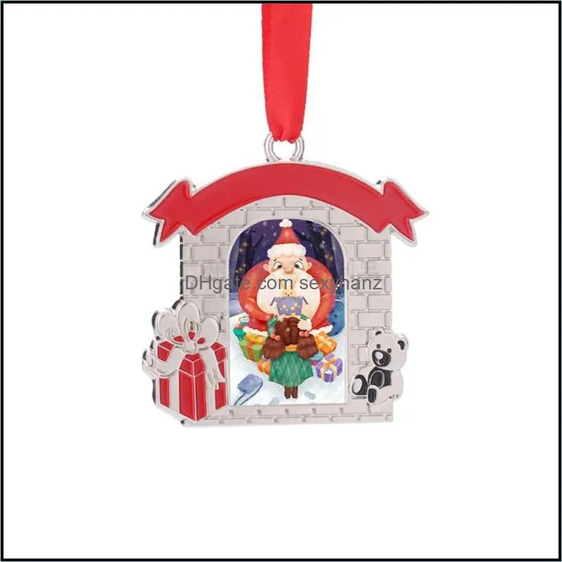 Charms Sublimation Blank Pendant Heat Transfer Christmas Tree Hanging Ornament With Red Rope For Holiday DIY Crafts