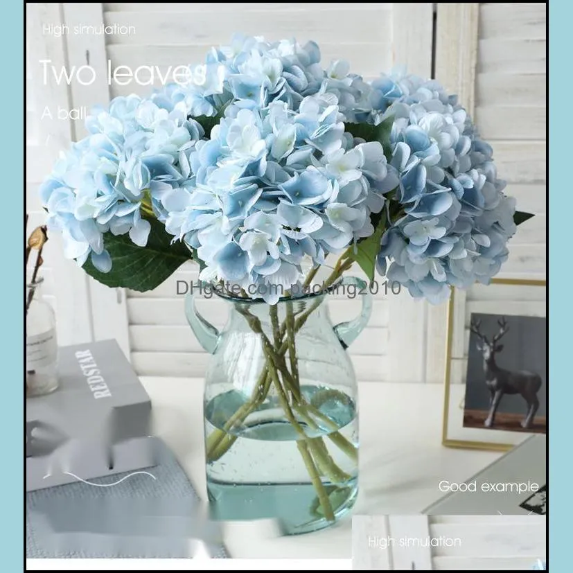 Simulation hydrangea flower head imitation silk piece real color 11 colors for Wedding Center home party decoration