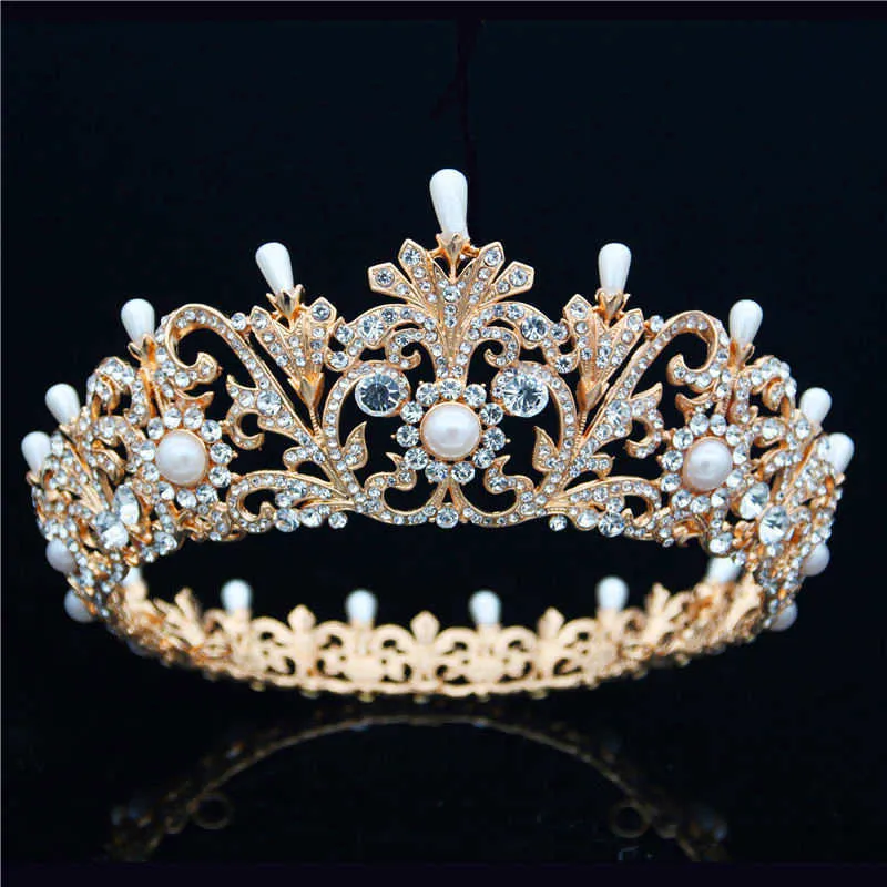 Couronne de diadème de reine baroque rétro pour femmes, coiffure de mariée, bijoux de mariage, danse luxueuse, accessoires pour cheveux X0625