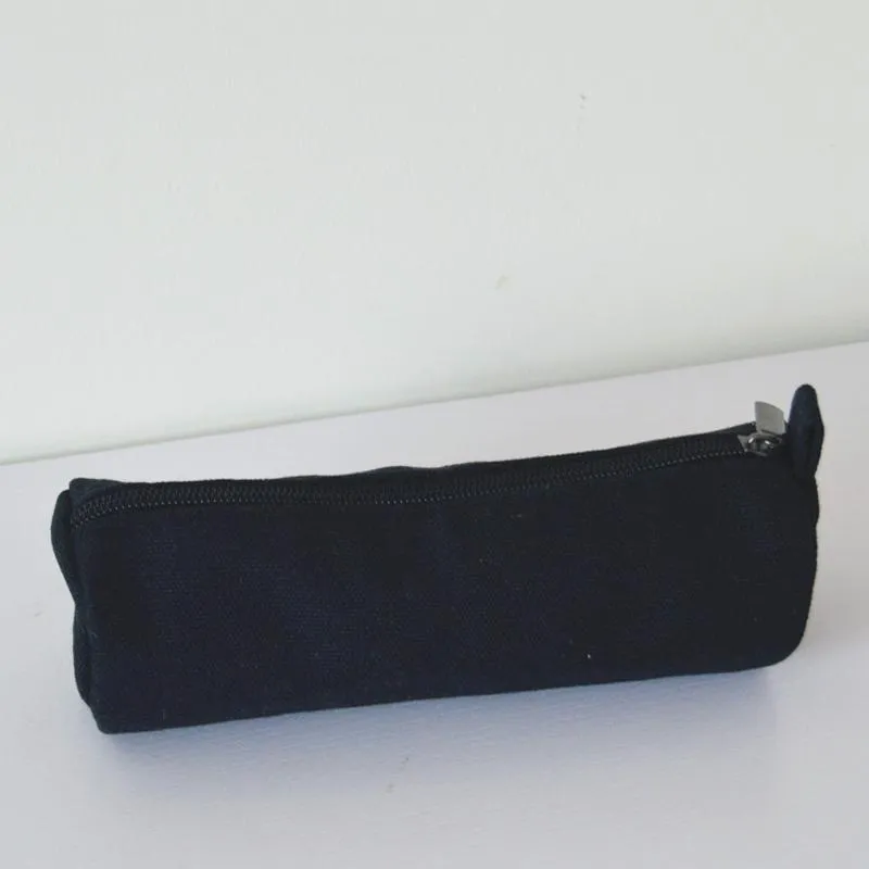 Simple Black White Pencil Case Office Stationery Storage Bag School  Supplies High Capacity Canvas Material Pencil