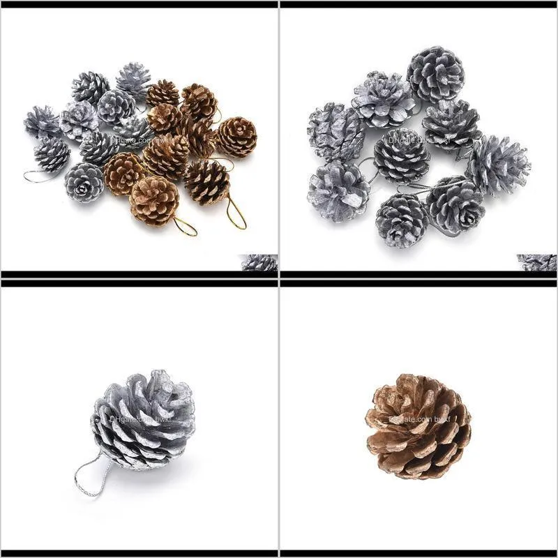 9pcs christmas tree pine cones pinecone hanging ball xmas new year holiday party best ornament home festival supplies 2colors