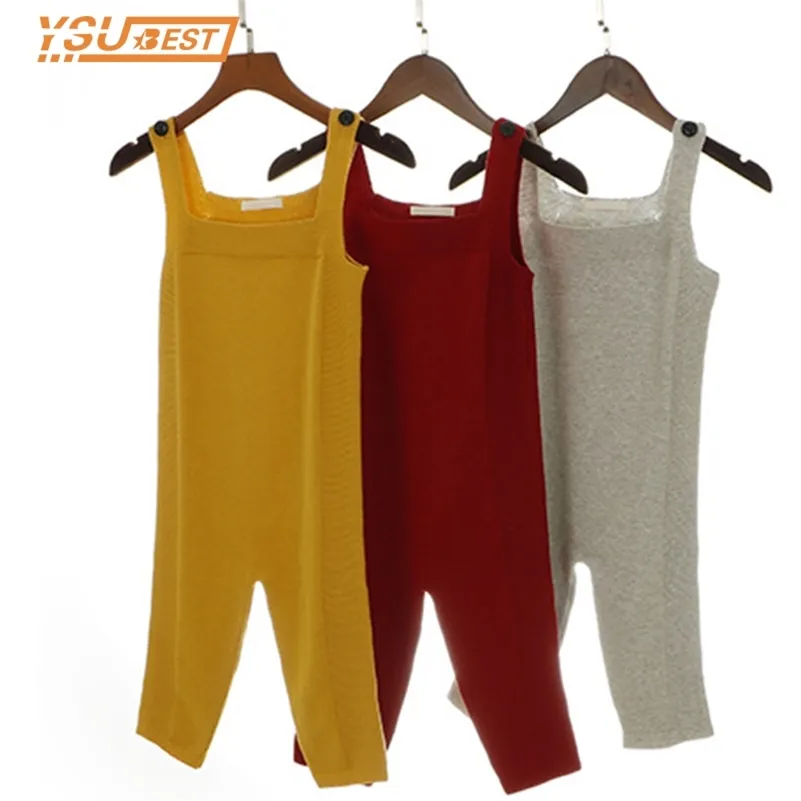 1-5Y Baby Knitting Knitted Jumpsuit Overalls Jumpsuits Boys Girls Bib Harem Pants Kids Clothes 210417