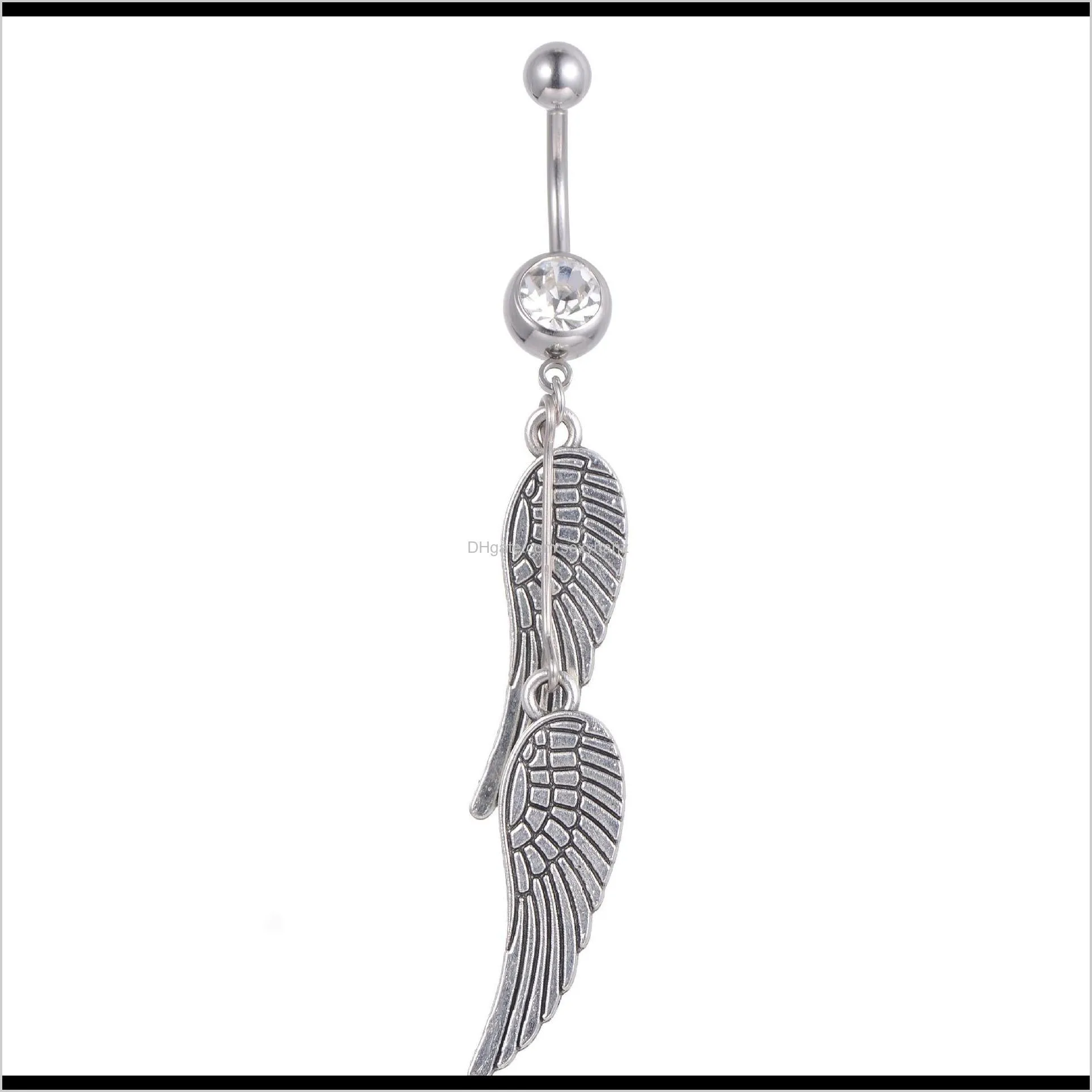 d0936 ( 1 color ) nice styles 3 wings navel belly button ring piercing body jewlery 1.6*11*5/8 belly ring body jewelr