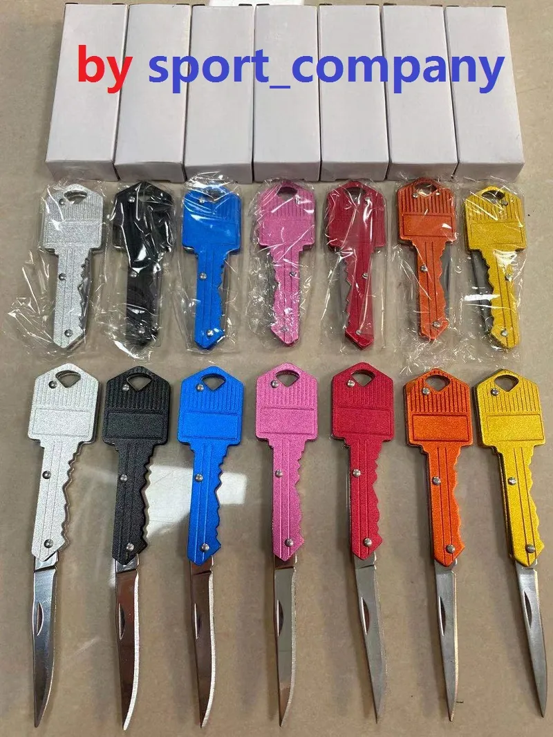 10 Color Key Shape Mini Folding Knife Outdoor Saber Pocket Fruit Knife Multifunctional Keychain Knives Swiss Self-defense Knife Outdoor Emergency Tool EDC Tool Gear