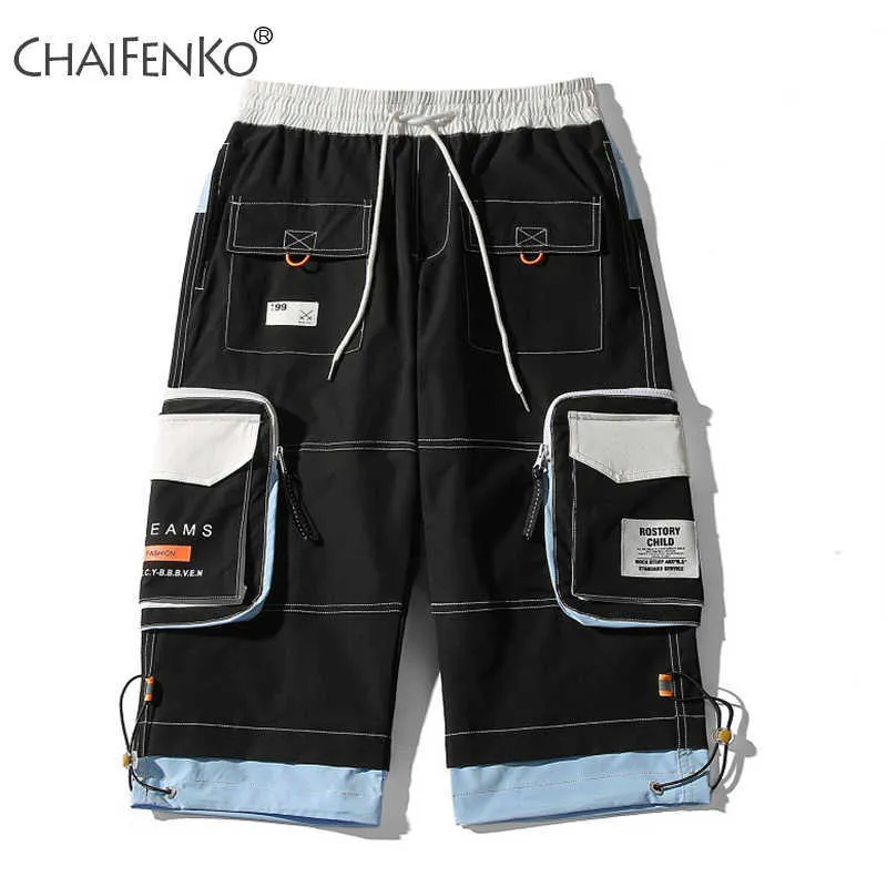Chaifenko verão moda homens shorts moço casual bolso ferramental hip hop streetwear harajuku mens 210714