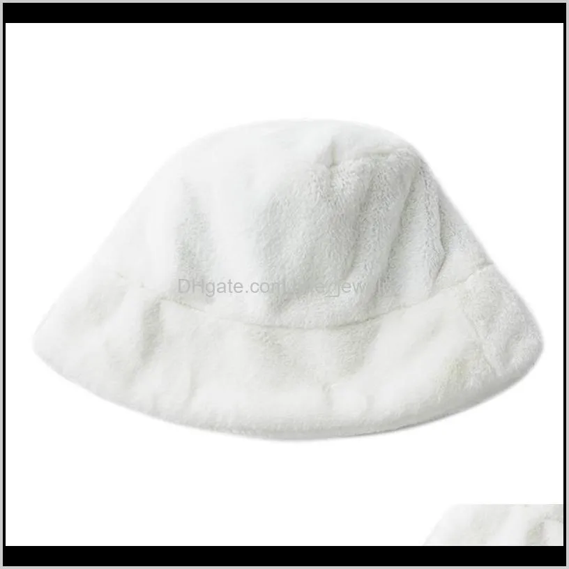 women winter solid color cow print bucket hat fuzzy plush outdoor warm wide brim vacation harajuku panama fisherman cap