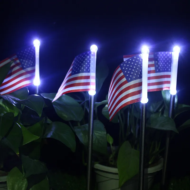 Solar Lights US/UK Flag Banner Garden Decorations Lamp Yard Decorative IP44 Waterproof LED Light Patio Pathway Deck Outdoor Lighting