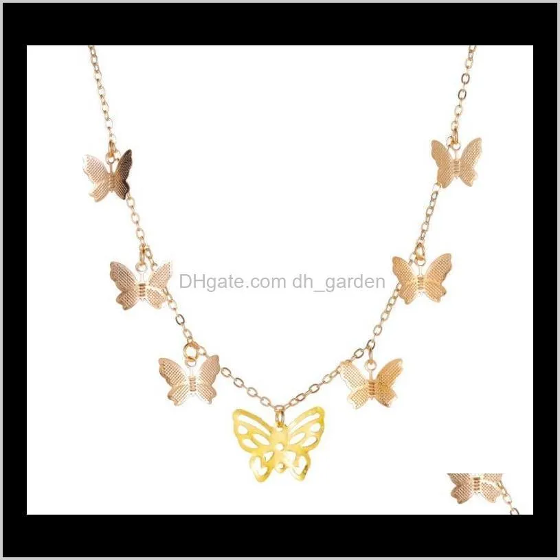 2020 new hollow butterfly chain necklaces alloy golden & silver color clavicle necklace jewelry accessories for women