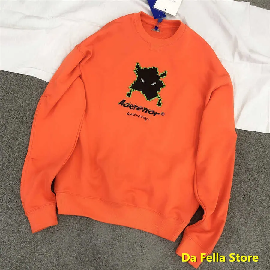 ORANGE Adererror Vader sweatshirts 2020 Oversize invader-serien Adererror Hoodies Högkvalitativ version Ader Hoodies X0602