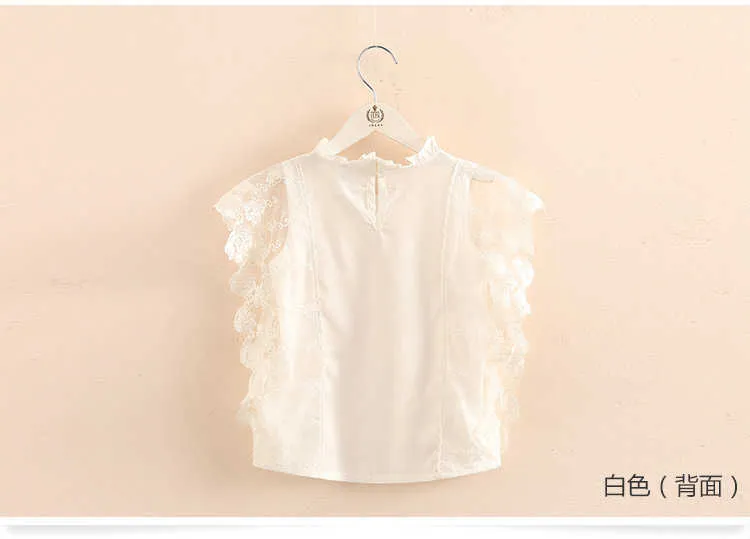  Hot Summer New Design2 3 4 6 8 9 10Years Thin Sweet Cute Solid Color Lace Patchwork Blouse Baby Kids Girls Sleeveless Shirt (9)