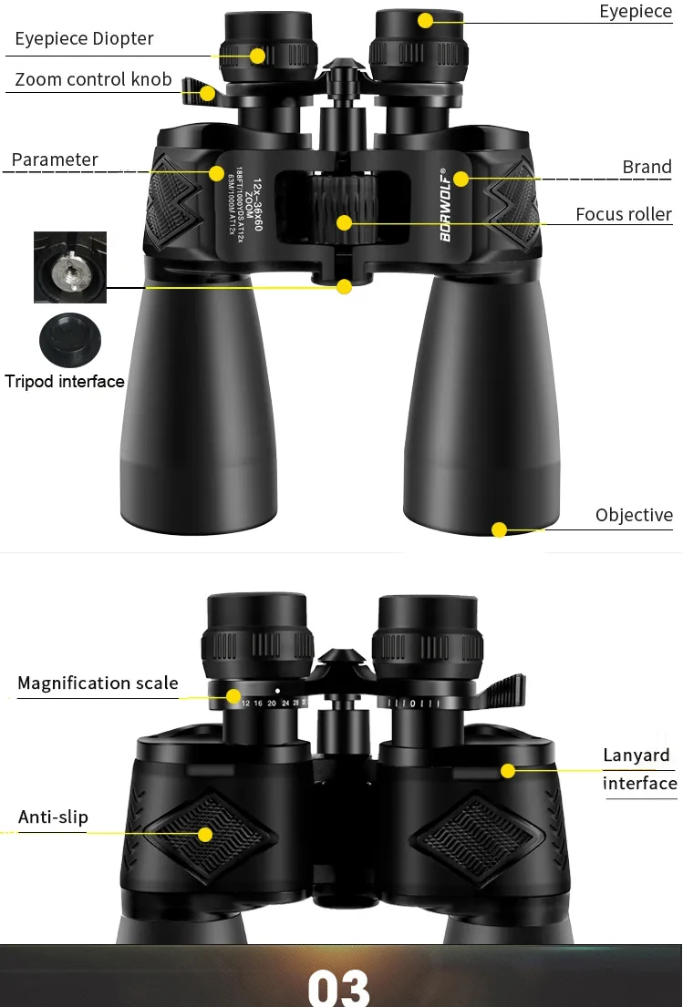Comprar Binoculares 20-60X70 Gran Aumento Zoom de largo alcance 60 veces  caza telescopio astronómico HD Zoom profesional