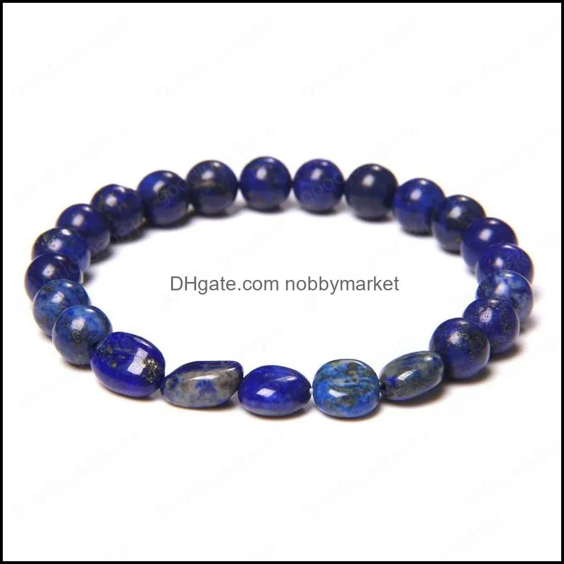 Round Random Shape Natural Stones Bracelet Tiger Eye Amethysts Red Stone Crystal Beads Bracelets Women Men Jewelry