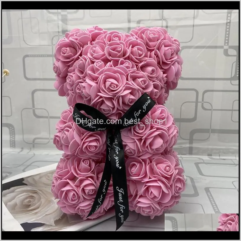 rose teddy bear new valentines day gift 25cm flower bear artificial decoration christmas gift for women valentines gift sea way