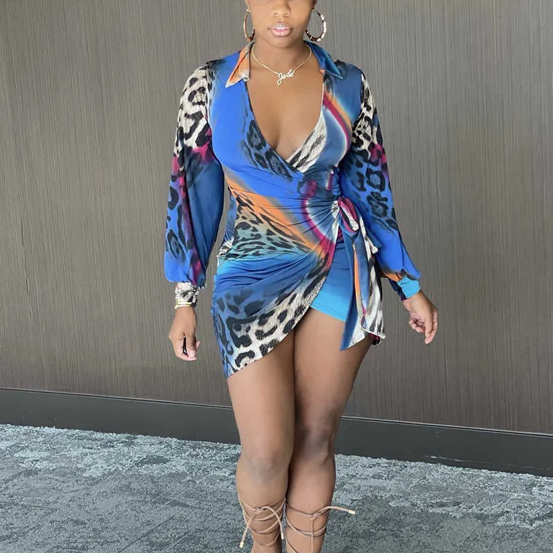 Long Sleeve V Neck Leopard Print Dress Bodycon Wrap... From Cong04, $16.88  In Bulk | DHgate.Com