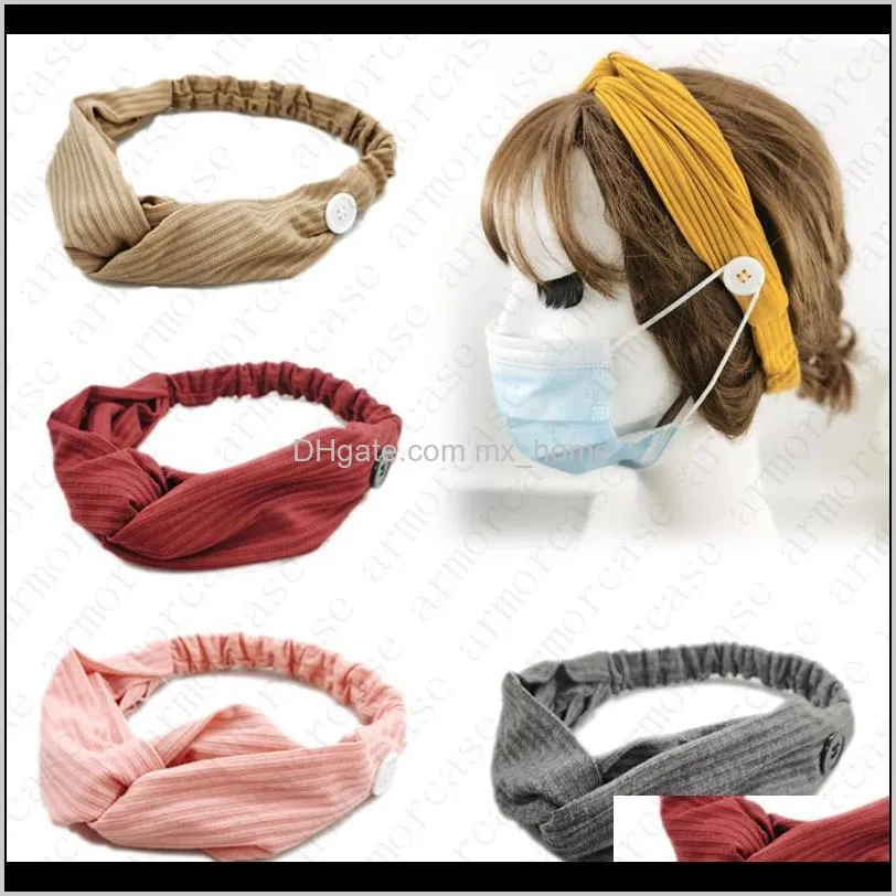 solid elastic headbands hairband hair wraps for women with masks button sweat gym sports hairbands hairlace headwear accessories