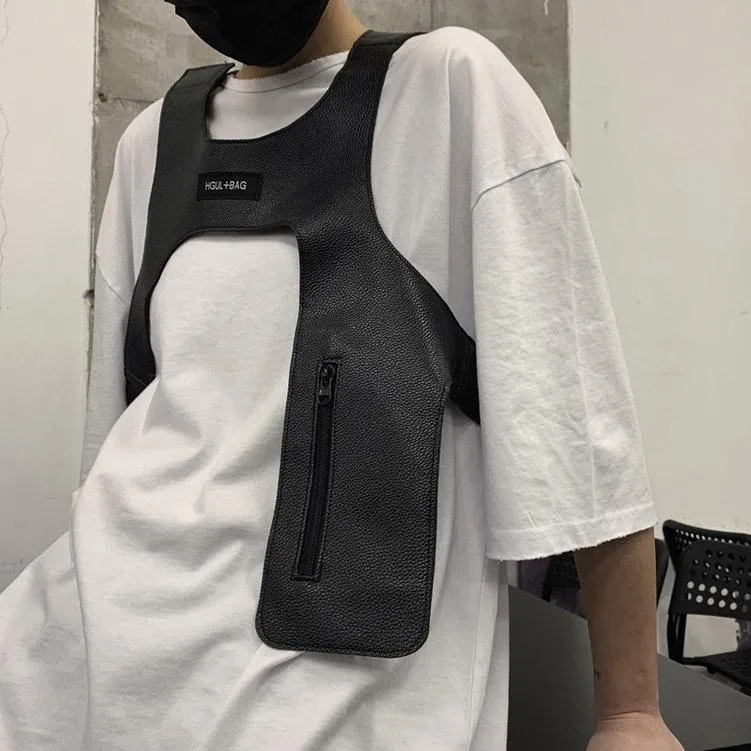 Men's Vests Cool Vest For Men Women Streetwear Tactical Light Accessory Rap Tide Brand Match Hip-hop Harness Cloth