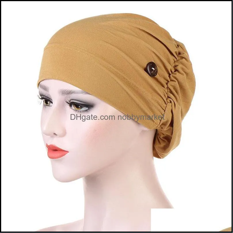 2020 New Cotton Hijab Caps Muslim Turban Hat Solid Islamic Underscarf Bonnet hat Ladies Headband Muslim Hijab turbante mujer