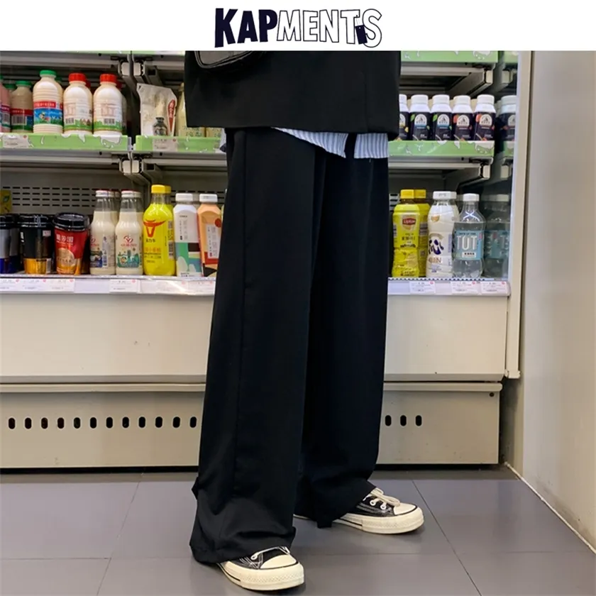 KAPMENTS hommes salopette jambes larges Streetwear Baggy pantalon 2021 printemps hommes noir Harajuku pantalons de survêtement mâle décontracté Harem Joggers 5XL 220214