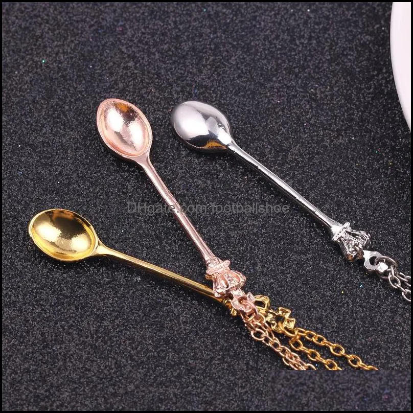 JG1 new jewelry,Chain,, gold, silver, crown mini teapot royal Alice snuff necklace, crown spoon Pendant necklace K5743