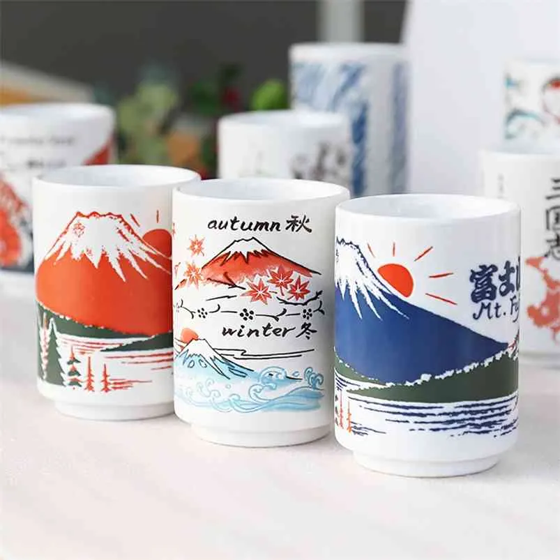 Japoński Wrażenie Ceramiczne Kubki 300ml Herbata Wina Sushi Sake Cup Śmieszna Rodzinna Restauracja Dekoracja Podróży Prezent Dla Przyjaciół 210804