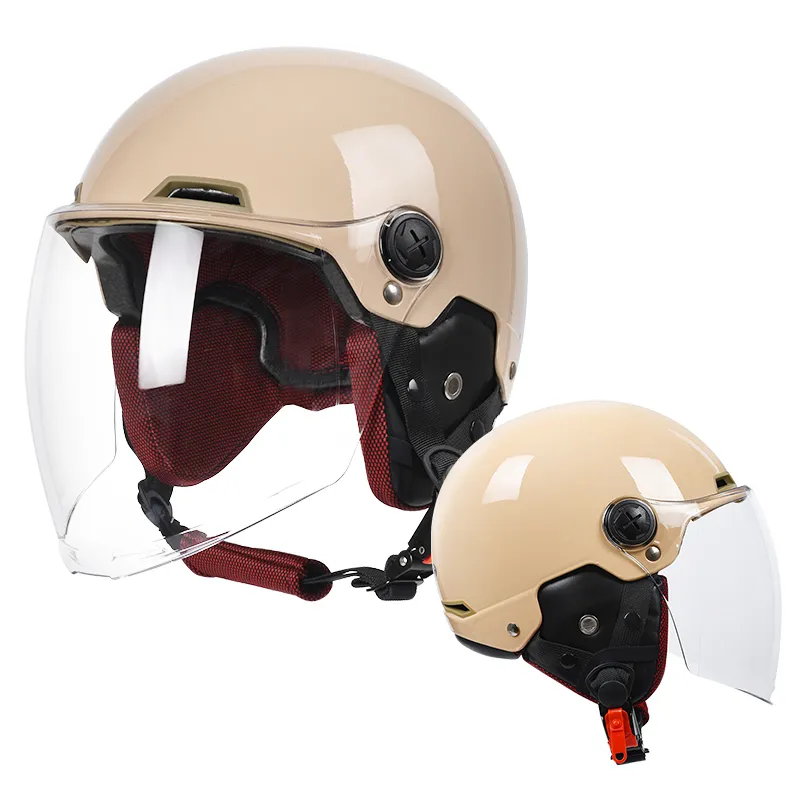 YEMA Motorrad Halbhelm Mann Frau Vintage Abnehmbarer Rollerhelm Radfahren Fahrrad Elektro Moto Open Face Schutzhelme