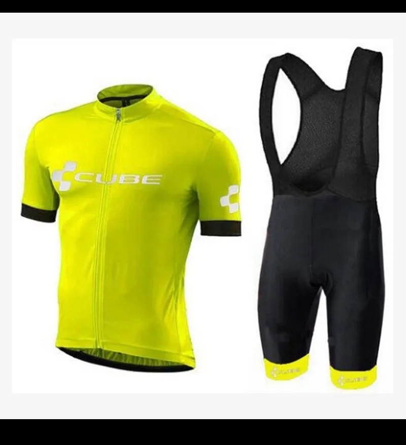 Mężczyźni Cube Zespół Kolarstwo Jersey Zestaw Ropa De Ciclismo Lato Krótki Rękaw Rower Górski Odzież Mundury Sportowe Garnitur Y21041013