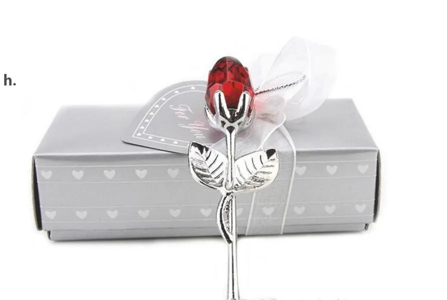 Hochzeitsgeschenke, mehrfarbige Kristall-Rosen-Gefälligkeiten mit bunter Box, Party-Gefälligkeiten, Babyparty-Souvenir-Ornamente, RRE12323