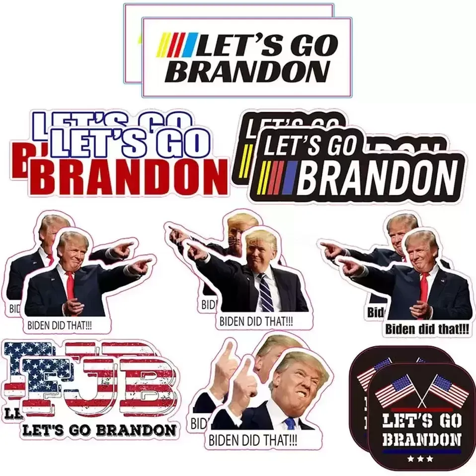 دعونا نذهب براندون أعلام ملصقا للسيارة ترامب المزحة بايدن ملصقات PVC 2022