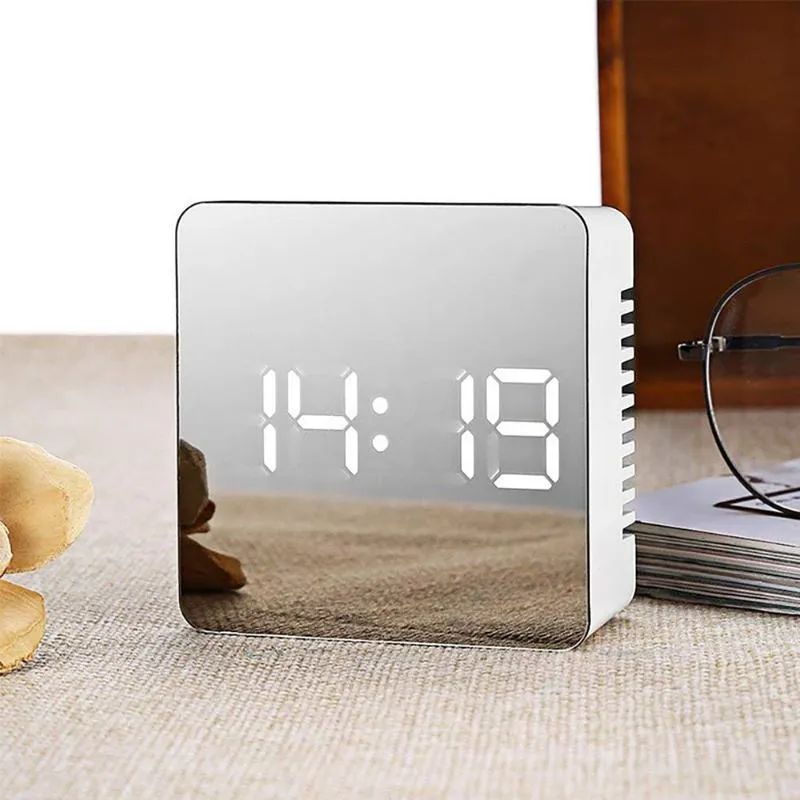 Väggklockor Multifunktionell LED Klocka Klocka Modern Kort Design 3d DIY Elektronisk Stor Spegel Table Alarm Office Barn Room