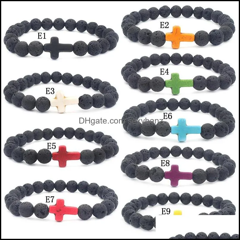 6 Designs Lava Rock Beads Charms Bracelets Women`s  Oil Diffuser Natural stone Beaded Bangle For Men s Chakra Crafts Jewelry